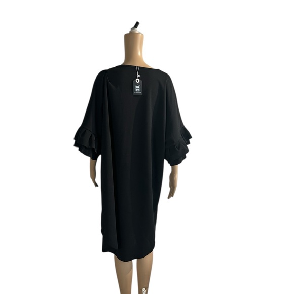 Ekaliy Women’s Black Midi Dress, loose fit midi, Minimalist,Modest Chic, Elegant - Picture 3 of 13